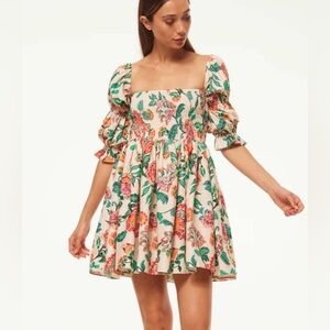 MISA Los Angeles zadie Floral Mini Dress | Puff Sleeve Cottagecore | XS